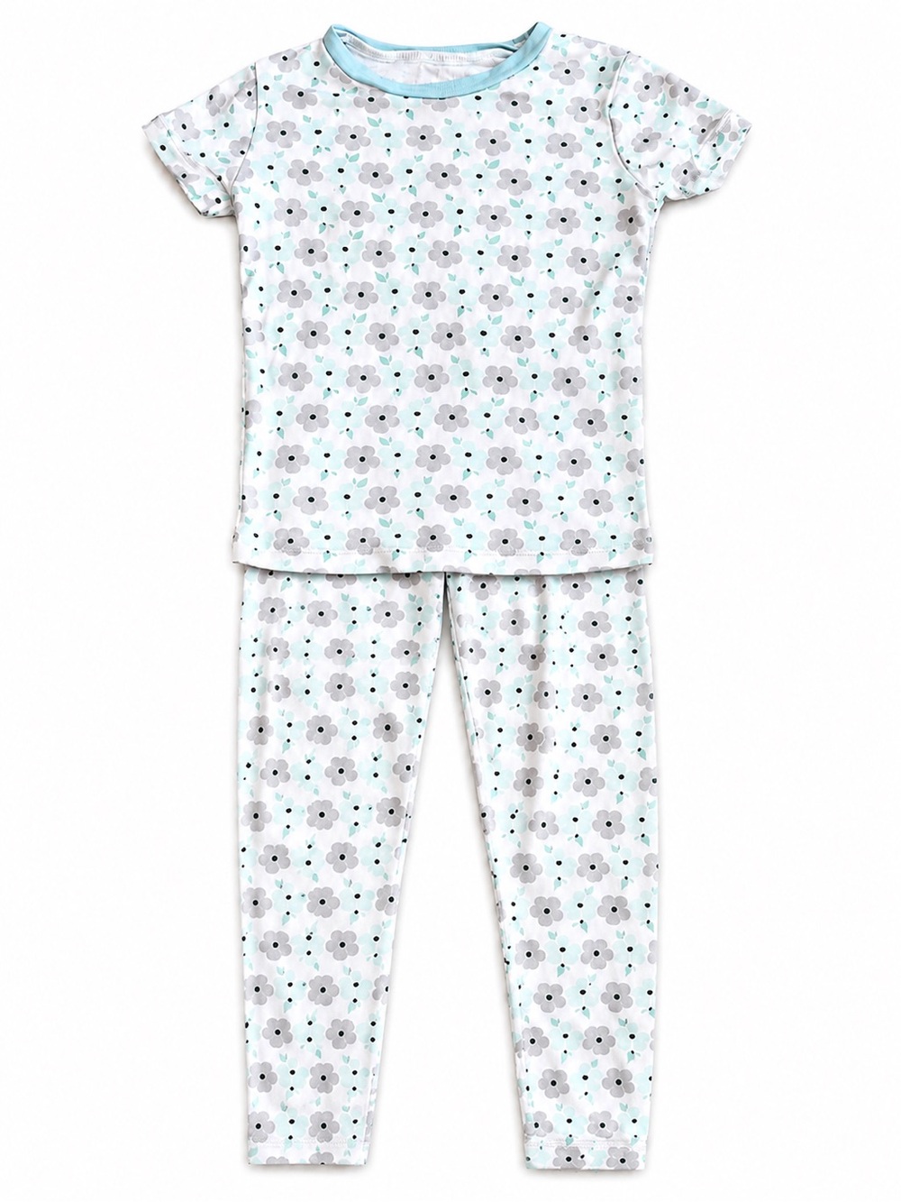 Kickee Pants Girls Pajama Set Size 4T Floral Short Sleeve Top & Leggings